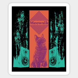 Meowsik Cover Album |  Retro Cat music Liquid vibes Sticker